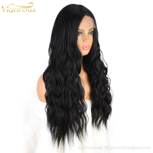 Vigorous Factory wholesale cheap lace wig Lace front synthetic wigs For Black woman Long Body Wave Kinky Curly Hair